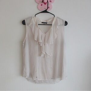White Sleeveless Tommy Hilfiger Ruffle Top